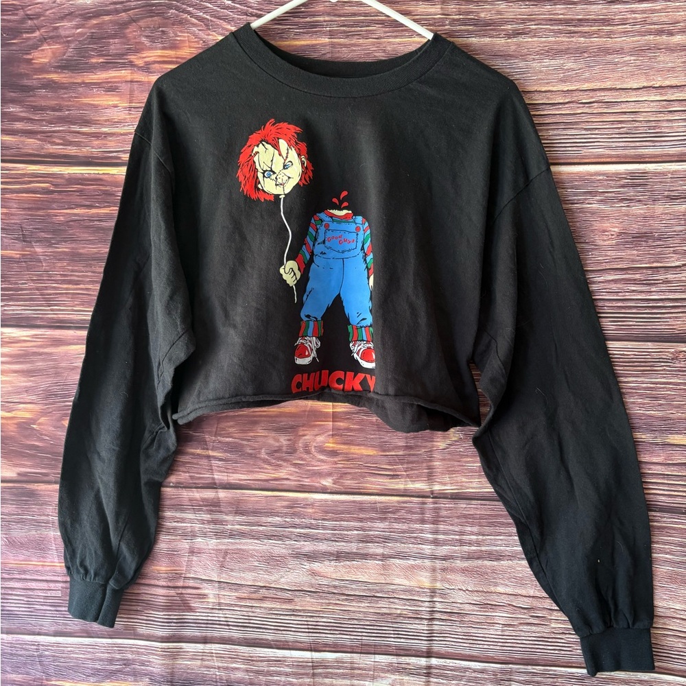 Riot Society Black Chucky Graphic Crop Top